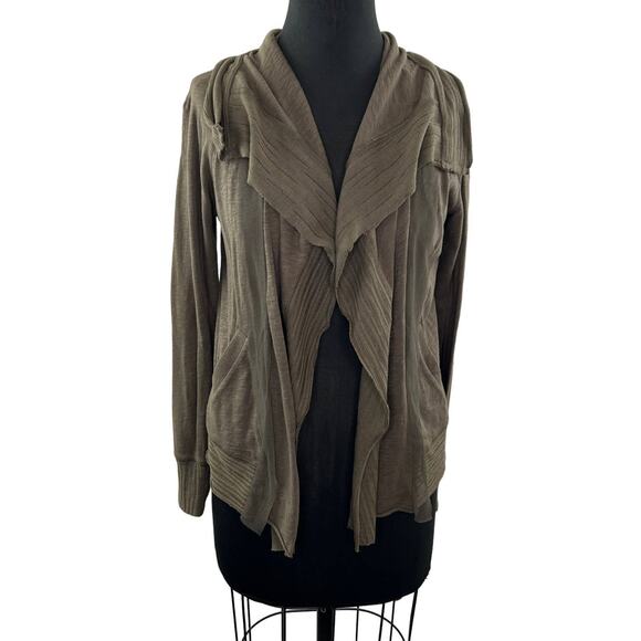 Anthropologie TINY Olive Green Long Slv Oversized Collar Open Front Cardigan XS - Picture 1 of 9